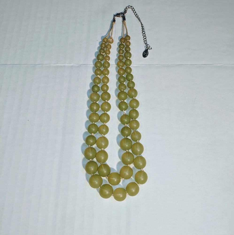 Robert Rose Green Lucite Double Strand Necklace